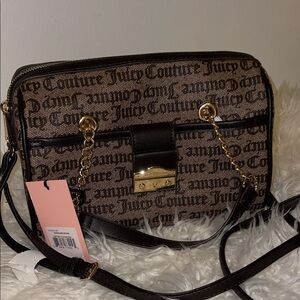 Juicy Couture Tan and Black Crossbody Bag with Gold Accents